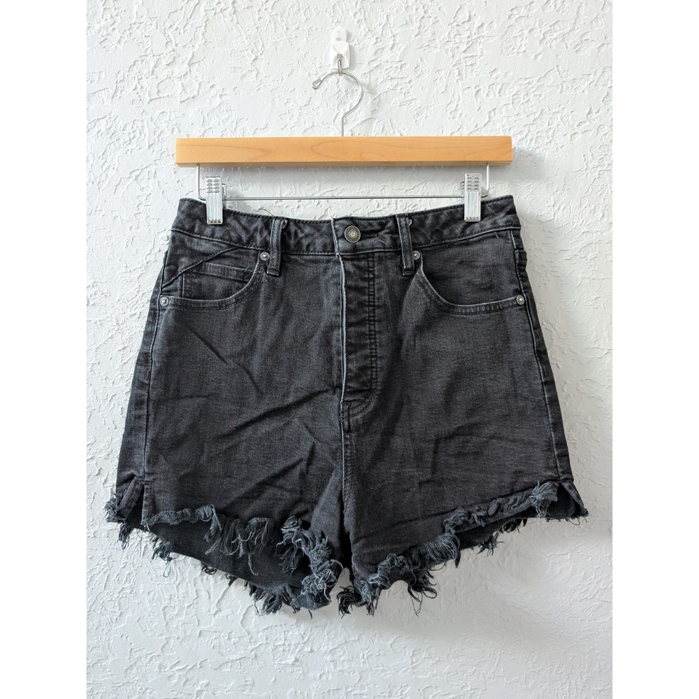 Free People Twenty Nine Denim Shorts Women 28 Black Frayed Raw Hem High Rise